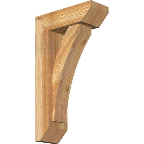 Ekena Millwork Thorton Slat Rough Sawn Bracket w/ Offset Brace, Western Red Cedar, 6"W x 16"D x 28"H BKT0604X16X28THR06RWR - main